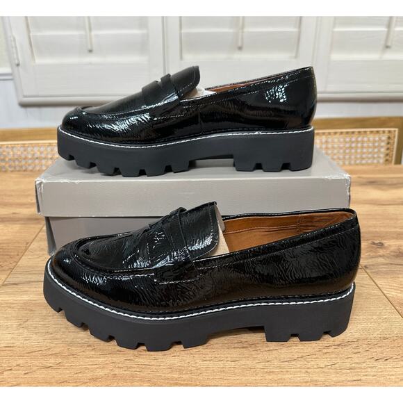 Franco Sarto Womens Balin Loafer Black Size 9.5 NIB Preppy Minimalist Lug Sole - Picture 4 of 15